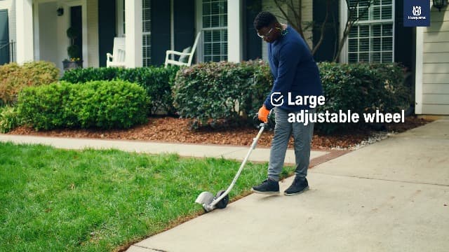 Husqvarna 122LKE Gas Edger, Multi-Purpose Tool with Lawn Edger Attachment, Features 6-Inch Adjustable Wheel and Curved Shaft