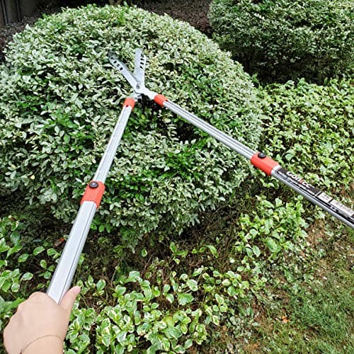 gonicc Professional Adjustable 33"+ 13" Hedge Shears. Handle Length Range 19"-32", with Wavy SK-5 Steel Blade, Adjustable Blade Pressure,Garden Pruning Hand Hedge Trimmers, Grass Clippers Shears