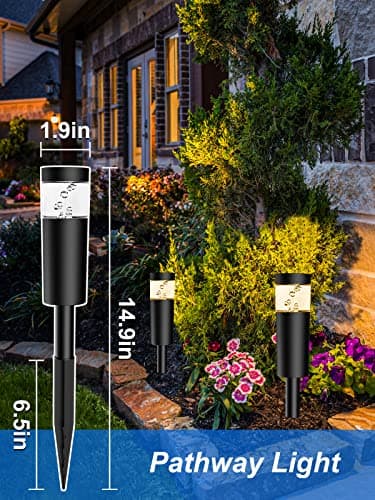 5W Low Voltage Landscape Pathway Lights with Connectors 12V Outdoor Landscape Lighting LED Bollard Path Lights Wired IP65 Waterproof Warm White Walkway Lights for Garden Yard Lawn (12Pack)