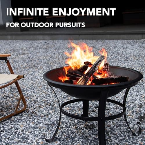 22 in Outdoor Small Fire Pit,Durable firepit with Mesh Lid,Log Grate,and Fire Poker,Fire Pits for Outside Backyard.Deck.Camping and Picnic