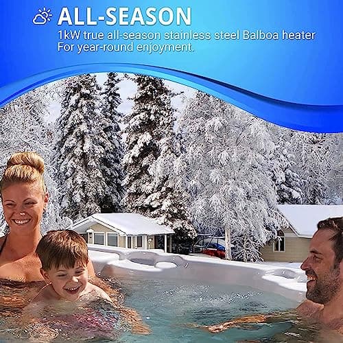 Essential Outdoor Hot Tub, 28-Jet Edgewater® 2023 Hot Tubs, Seats 5-6, Seating with Passive Therapy and Soothing Massage Features, Driftwood