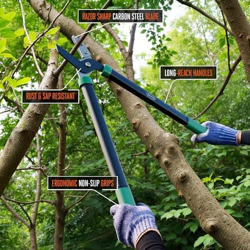 Scotts 21 in. Anvil Lopper – Heavy-Duty Branch Cutter with Teflon-Coated Carbon Steel Blade, 1.5 in. Cutting Capacity, and Comfort Grip Handles, for Dry, Hard, Thick Branches