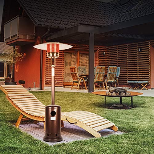 Outdoor Mushroom Heater Patio Propane 48,000 BTU for Outdoor Heating Deck Heater with Umbrella Dome and Wheeled Floor-standing Rust Free for Patio Porch and Backyards