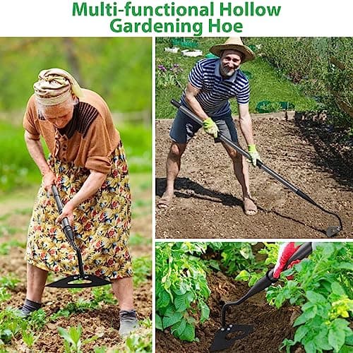 Hoe Garden Tool,Hollow Gardening Hoe with Sturdy Blade for Digging,Weeding,Hoeing,Cutting and Loosing Soil,Heavy Duty Garden Hoe with 56” Adjustable Long Handle…