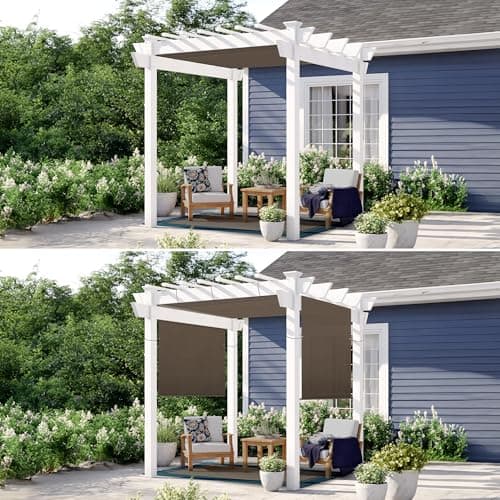 Patio Paradise 10' x 12' Pergola Canopy Replacement Cover Shade Cloth with Grommets Weighted Rods Outdoor Sun Shade Screen UV Block for Gazebo Backyard Deck Porch Balcony, Brown