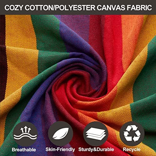 Brazilian Double Hammock with Tree Straps,Extra Large 240x160cm,2 Persons Hammock for Backyard Patio Outdoor and Indoor,450lbs Weight Capacity,Soft Woven Cotton Fabric Red Stripe