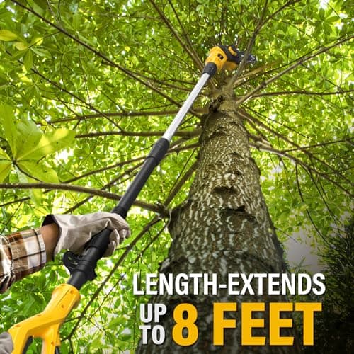 Pole Saw Corded, 6 Amp 8 Inch Pole Saws for Tree Trimming, Electric Pole Saw with 13 Feet Height Reach, Tool-free Installation