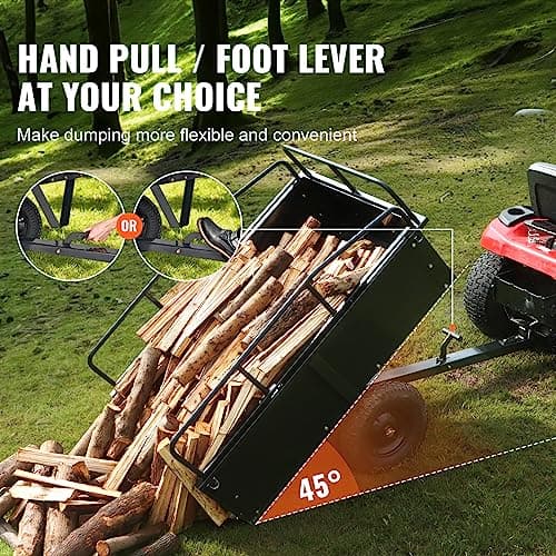VEVOR Heavy Duty ATV Trailer Steel Dump Cart, 750-Pound 15 Cubic Feet, Garden Utility Trailer with Removable Sides for Riding Lawn Mower Tractor