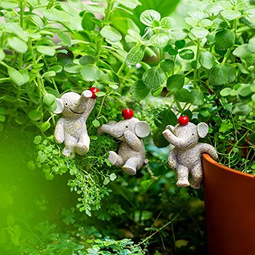 Garden Statues Flowerpot Landscaping Tree-Hugger Fairy Plant Pot&Vase Hugger, Mini Decorative Climber Clingers (3Pack Elephant)