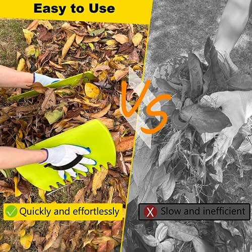 2 Sets Leaf Scoops Hand Rakes, Leaf Scoops and Claws with 2 Pairs Gloves, Lightweight Plastic Leaf Scoop, Large Leaf Grabbers for Picking Up Leaves, Clippings, Grass(2 Sets,Yellow+Green)