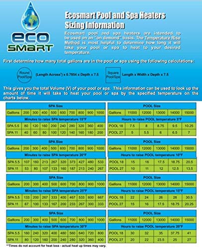 EcoSmart SMART POOL 27 Electric Tankless Pool Heater, 27kW, 240 Volt, 112.5 Amps with Self Modulating Technology
