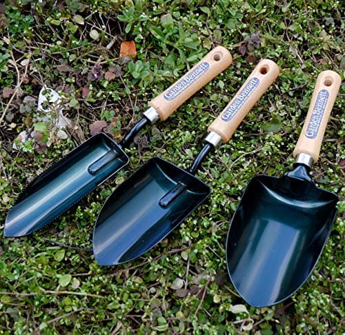 Garden Helper Narrow Garden Trowel Hand Tool, Garden Shovel Serrated Edge for Planting and Transplanting, Heavy Duty Japanese Steel Blade, Wood Handle, Made in Japan