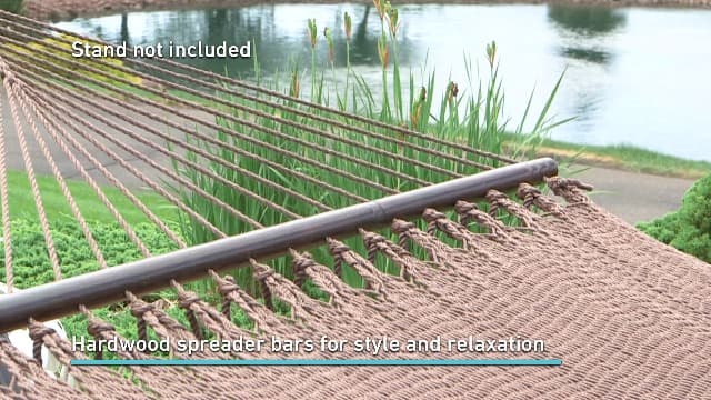 Sunnydaze Soft-Spun Polyester Rope Double Hammock for Outside - 600-Pound Weight Capacity Extra Large Hammock - Tan