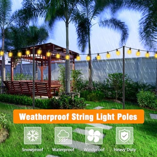 AILBTON 2 Pack 10Ft String Light Poles,Light Poles for Outside String Lights,Outdoor Light Poles with Fork,Metal Pole Stand for Patio,Backyard,Deck