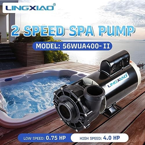 SPA Pump, 4HP Hot Tub Pump - 2 Speed LX SPA Pump Motor 220-240V, 2" Port, 56 Frame (Model: 56WUA400-II)