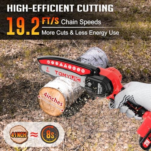 Electric 6 Inch Mini Small Cordless Battery Powered Handheld Chainsaw With Charger For Trimming On Tree Branches, Wood Cutting, Pruning Shears To Diy, Backyard Upkeep, Light Home Repairs