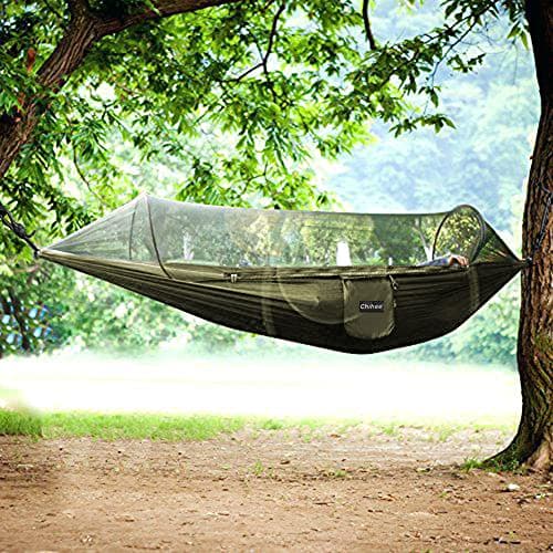 Chihee Ultra-Light Travel Camping Hammock Pop-up Net Hammock 660lbs Load Capacity,Breathable,Quick-Drying Parachute Nylon 2 Premium Carabiners,2 Tree Slings Included for Outdoor Backpacking Hiking