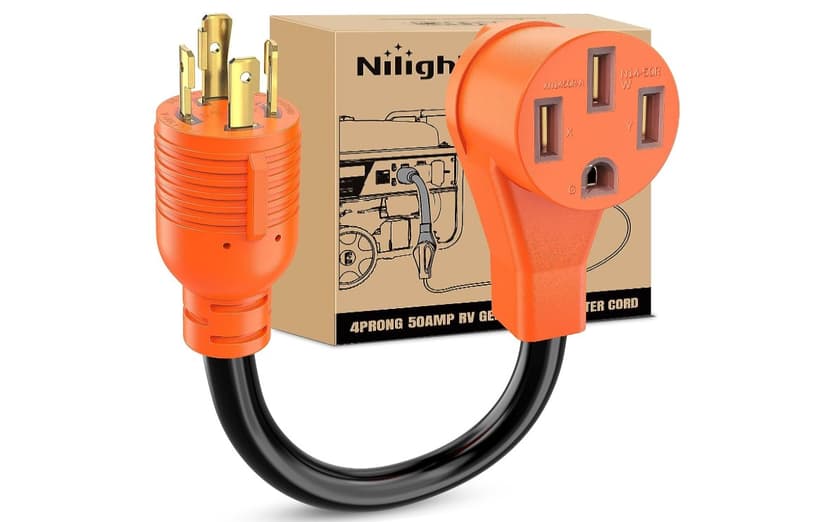 Nilight RV Generator Adapter Cord 30Amp to 50Amp 4 Prong Pure Copper Heavy Duty Twist Lock Male Plug10 Gauge Wire L14-30P to 14-50R 30M/50F for RVs Camper Caravan Van Trailer