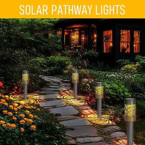 Dazzle Bright Solar Pathway Lights Outdoor, 12 Pack LED Warm White Waterproof Solar Powered Landscape Lights for Walkway Driveway Lawn Patio Yard Garden