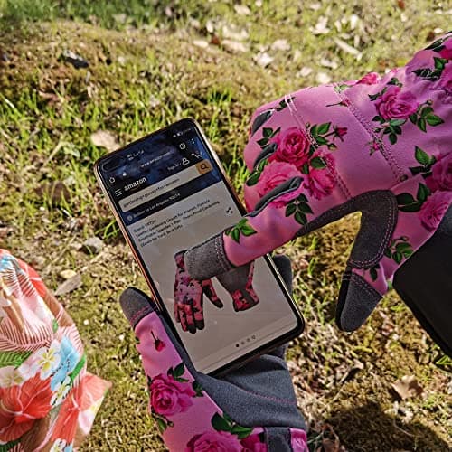Leather Gardening Gloves for Women, Flexible Breathable Garden Gloves,Thorn Proof Working Gloves for Weeding, Digging and Pruning, Medium, Pink