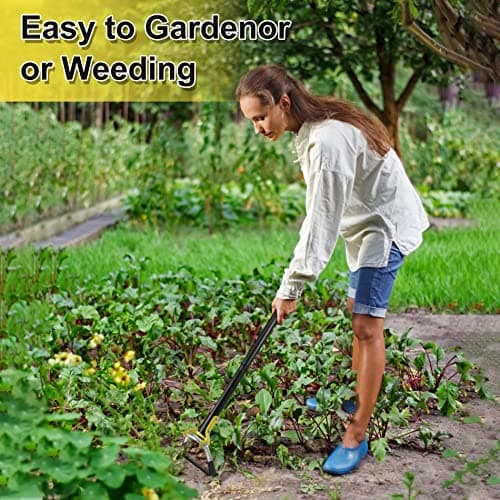 Stainless Steel 62Inch Garden Hoe, Weeding Loop Stirrup Hoe Tool for Garden, Scuffle Hula Hoe with Adjustable Handle - Black