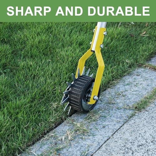 Wheel Rotary Edger Lawn Tool, Grass Edge Trimmer, Sidewalk Manual Lawn Edger, Strong 3 Sections Stainless Steel Handle with Cushion Grip, 58.3-Inch
