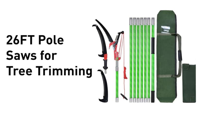Scalebeard 26FT Pole Saws for Tree Trimming, Lightweight & Sturdy Tree Pruner with Thickened Saw Blade and Scissors for High Branches Trimming, Extendable Tree Trimmer for Pruning Palms and Shrubs