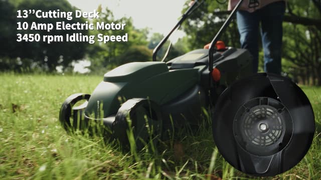 Goplus Lawn Mower, Electric Lawn Mowers with Grass Collection Box, 10 AMP Motor, 13" Cutting Deck, 3 Adjustable Cutting Positions, Walk-Behind Small Corded Lawnmower for Garden Farm Yard