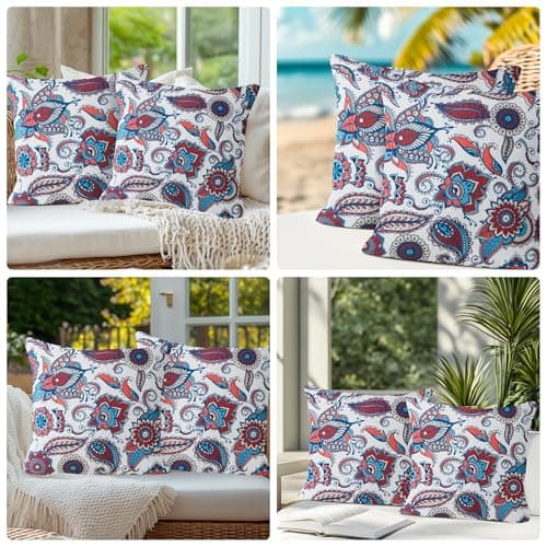 Waterproof Outdoor Pillows, Feather and Down Filled Outdoor Throw Pillows Water-Resistant Decorative Premium Lumbar Pillow Pack of 2