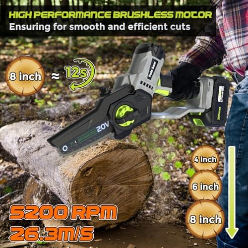 2-in-1 Cordless Pole Saw (2025 Upgraded), 7 Inch Brushless Mini Chainsaw with Extension Pole, Pole Saws for Tree Trimming Battery Powered with 2x 20V 4000 mAh Battery, 16ft Reach Electric Pole Saw