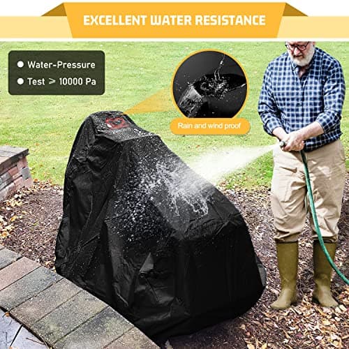 Riding Lawn Mower Cover, Heavy Duty Waterproof Polyester 600D Oxford Tractor Cover UV & Dust & Water Resistant, Universal Fit Decks up to 54" with Elastic Cord & Storage Bag (Black)