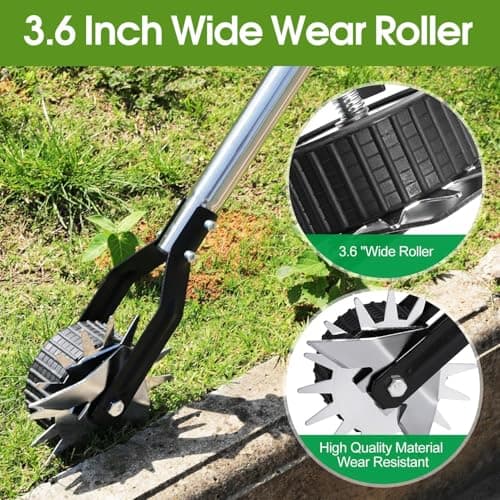 Wheel Rotary Edger Manual Lawn Tool for Sidewalk Edger Rotary Wheel Rotary Wheel Manual Edger Lawn Tool Strong 4 Sections Stainless Steel Handle