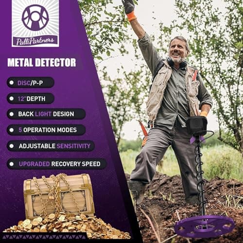 Metal Detector for Adults Waterproof-Professional Higher Accuracy Gold Detector with LCD Display,5 Mode,Advanced DSP Chip 12" Coil(Purple)