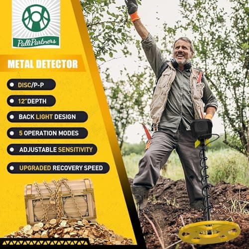 Metal Detector for Adults Waterproof-Professional Higher Accuracy Gold Detector with LCD Display,5 Mode,Advanced DSP Chip 12" Coil(Yellow)