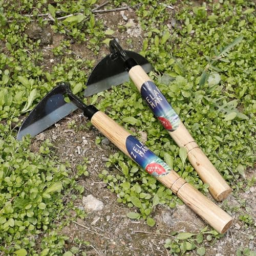 Garden Weeding Sickle/Hand Hoe, Gardening Cutting Grass Sickle, Japanese Sickle Style Hand Weeder Tool with Thick Blade&Wooden Handle