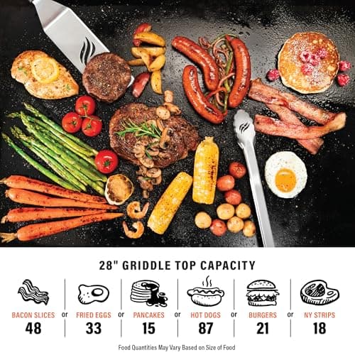 BLACKSTONE 2311 Iron Forged 28” Omnivore Griddle with X-Braced Hood, Powder Coated Steel, Black
