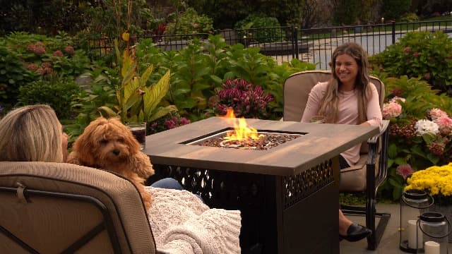 DualHeat by Endless Summer, The Harris, 38" Square Propane Gas Outdoor Fire Pit/Patio Heater