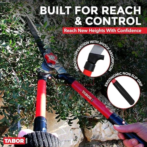 TABOR TOOLS B620A Hedge Shears with Wavy Blade for Trimming Borders, Boxwood, and Bushes, Manual Hedge Clippers with Comfort Grip Handles.