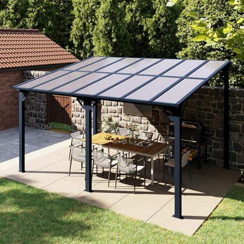 Aoxun Gazebo for Patio 10' x 14', Premium Gazebo Pergola with Sloped Roof, Large Wall-Mounted Heavy Duty Awnings, for Backyard, Patio, Deck and More