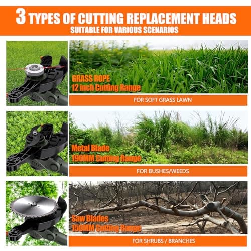 12-Inch Cordless String Trimmer & Edger, (2 x 21V 4.0Ah Electric Brush Cutter Battery Powered), with Auxiliary Bracket, Side Ball, 90° Rotary Head, Telescopic Handle, 3 Cutting Methods(WEG21T)
