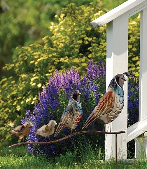 Regal Art & Gift Outdoor Decorative Bird Stake, Metal Garden Stake, Durable Bird Stake Sculpture, Bird Lover Gift, Patio, Porch Décor, Quail Family, Multi, 18.25" L x 0.75" W x 15.5" H