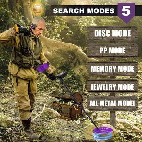 Metal Detector for Adults Waterproof-Professional Higher Accuracy Gold Detector with LCD Display,5 Mode,Advanced DSP Chip 12" Coil(Purple)