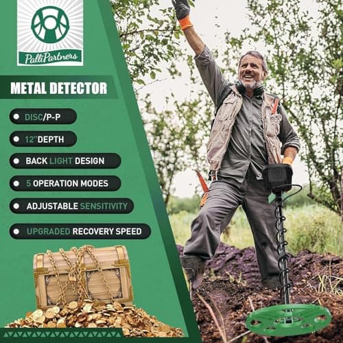Metal Detector for Adults Waterproof-Professional Higher Accuracy Gold Detector with LCD Display,5 Mode,Advanced DSP Chip 12" Coil(Green)