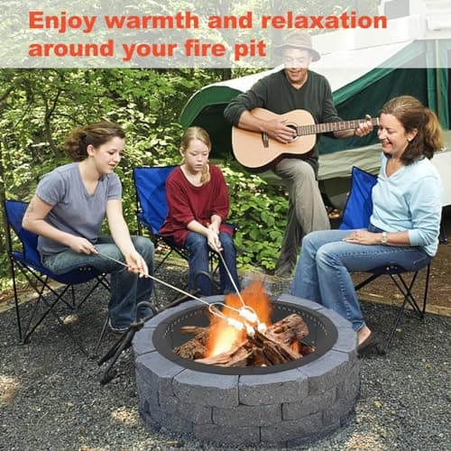 Koutemie Outdoor Smokeless Fire Pit Ring Liner 40-Inch Outer/36-Inch Inner Diameter, Heavy Duty Solid Metal Steel Round Firepit Rim Insert for Outside DIY Campfire Ring Above or In-Ground, Black