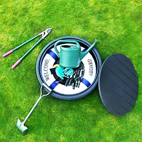 YITAHOME 33 Gallon Round Deck Box, Outdoor Storage Box for Patio Furniture,Patio Table for Cushion, Pool Accessories, Waterproof Resin & Easy Assembly & Lightweight, Black