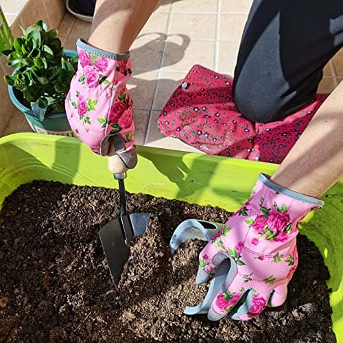 Leather Gardening Gloves for Women, Flexible Breathable Garden Gloves,Thorn Proof Working Gloves for Weeding, Digging and Pruning, Medium, Pink