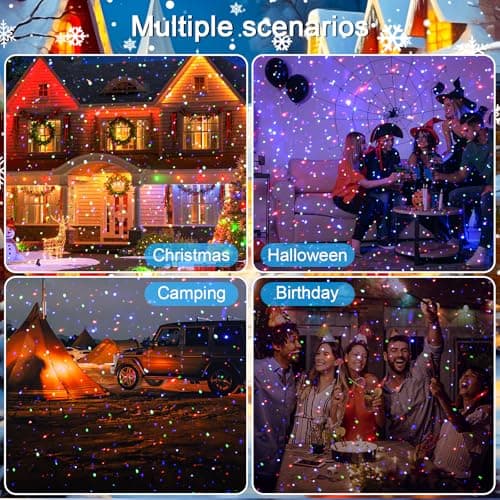 Laser Christmas Projector Lights Outdoor, 3Colors RGB Firefly Lights Show with RF Remote Waterproof for Indoor/Outdoor Decoration - Christmas, Halloween, Party, Wedding, Home, Garden, Courtyard