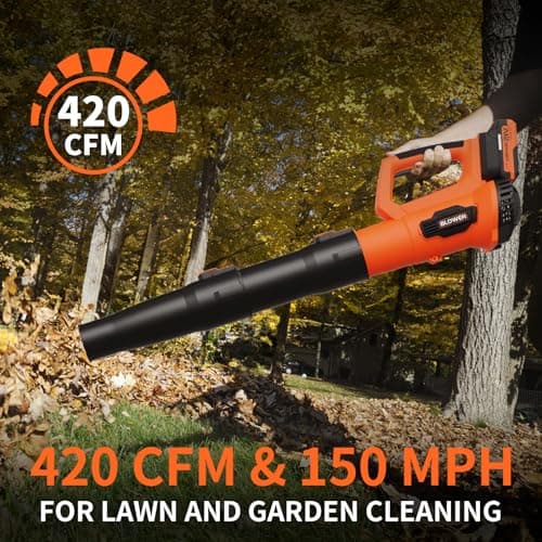 Leaf Blower, 21V Cordless Electric Blower with 2 2.0Ah Batteries and 1 Hour Fast Charger, Lightweight Leaf Blower for Patio Cleaning, Lawn Care, Blowing Fallen Leaves and Dust, etc.