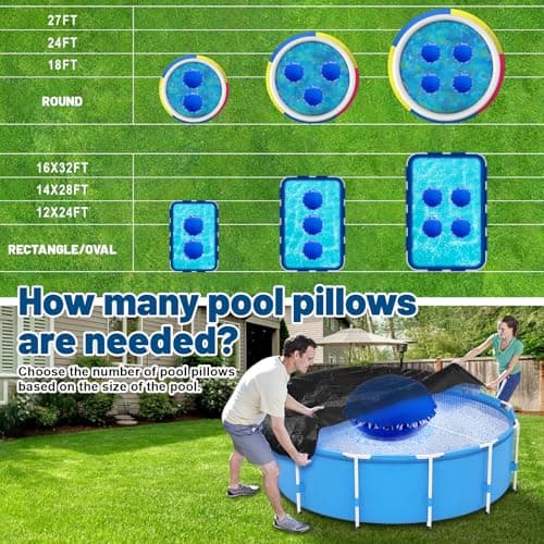 Pool Pillows for Above Ground Pools 4x4 FT Pool Pillow for Winterizing with Boston Valve 0.4mm PVC Air Pillow for Above Ground Pool Winter Swimming Pool Closing Kits with 50ft Rope (2 PCS)