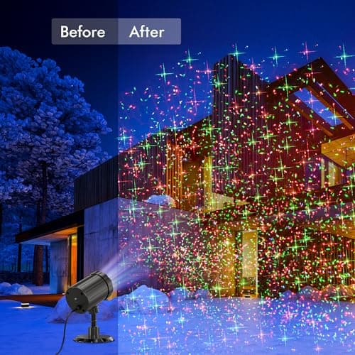 Christmas Projector Lights Outdoor, LED Waterproof Projector Lights, 3 Modes with Remote Control Outdoor Christmas Projector for Christmas Decorations Outdoor Yard Holiday Party, HT-LL-02